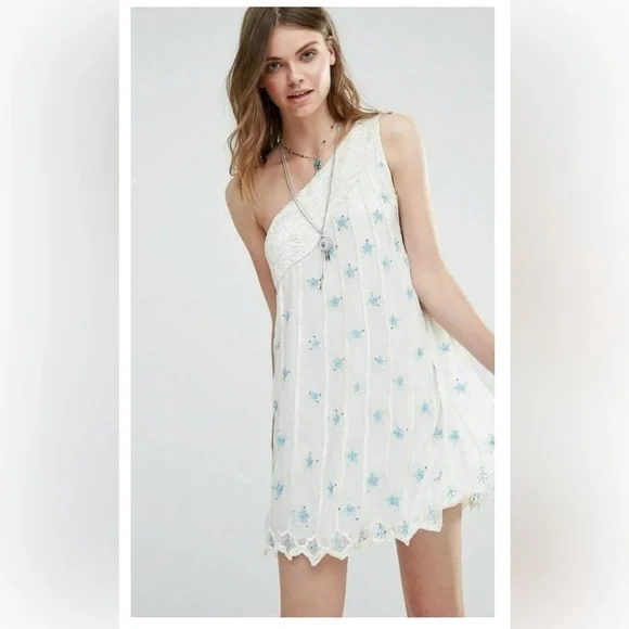 Free People | Dresses | Free People One Shoulder Star Embroidered Sequin  Dress | Poshmark